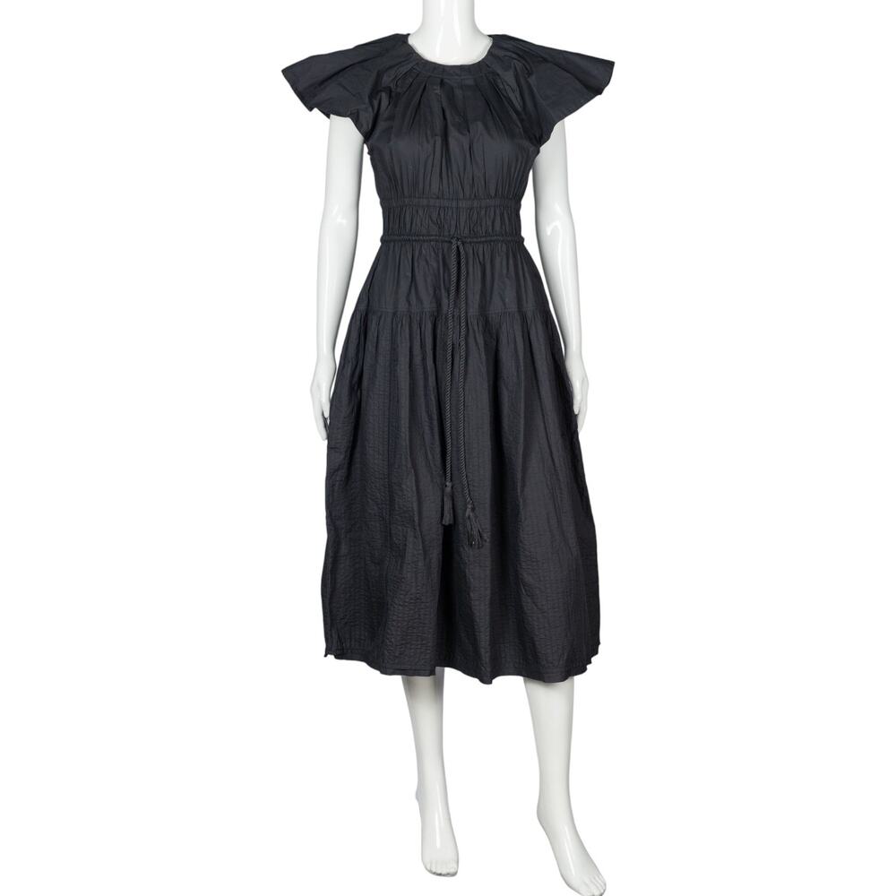 ULLA JOHNSON Black Cotton Sleeve Less Midi Dress Size XS